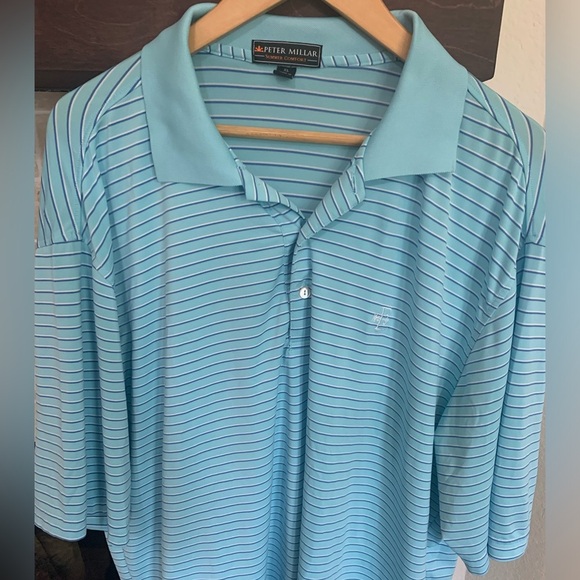 Peter Millar Summer Comfort Polo Shirt Blue stripeSize XL Stretch - Picture 1 of 4